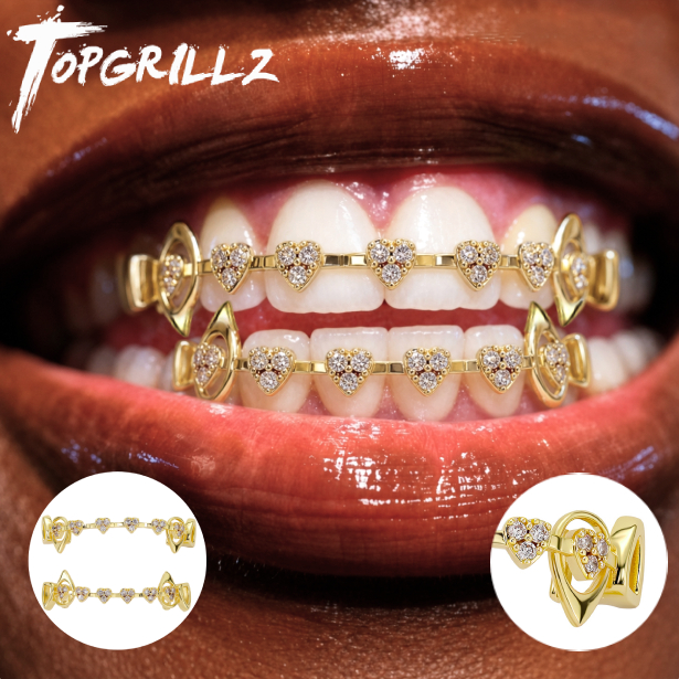 Body Jewelry For Men - TOPGRILLZ Set Grillz a Cuore Cavo