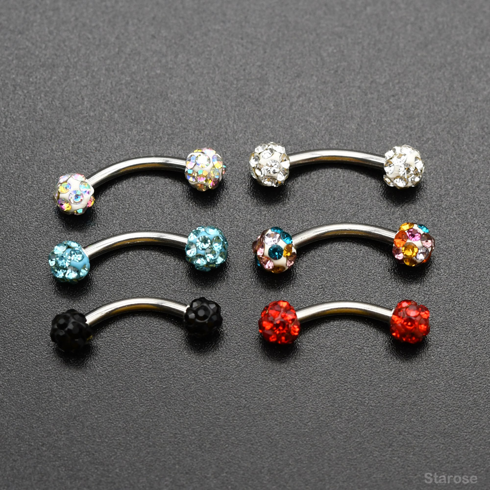 Nipple Bar Curved - 2 pezzi 4mm sfera di cristallo