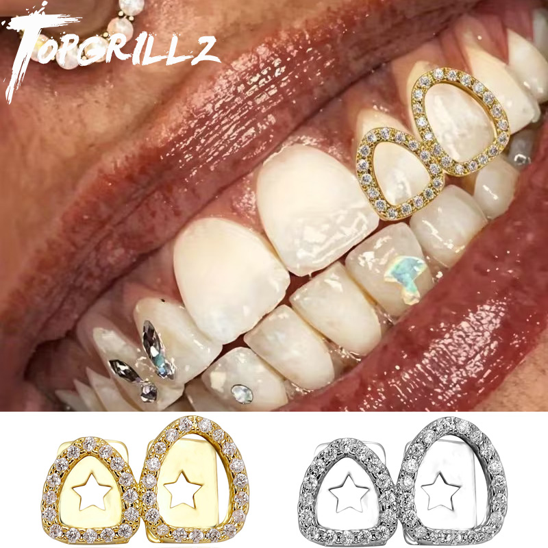Body Jewelry For Men - TOPGRILLZ Grillz Iced Out con Doppio