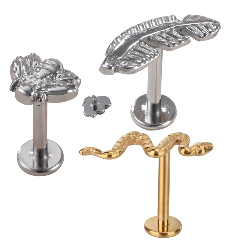 Body Jewelry Metal Types - G23 Titanio Serpente/ape/piuma/tipo PIERC Lip Stud