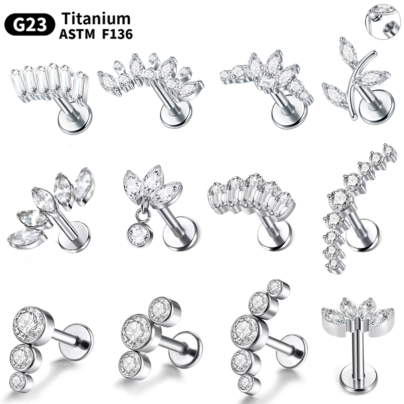Cluster Stud Ear - 1/5 Pz G23 Titanio Orecchio Labret