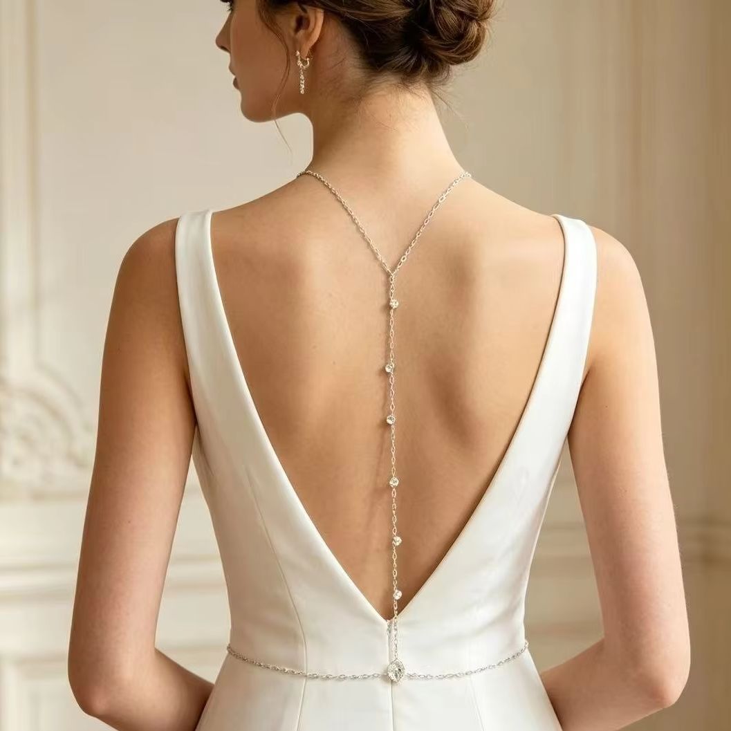 Body Jewelry Back - Catena per il corpo con zirconi,