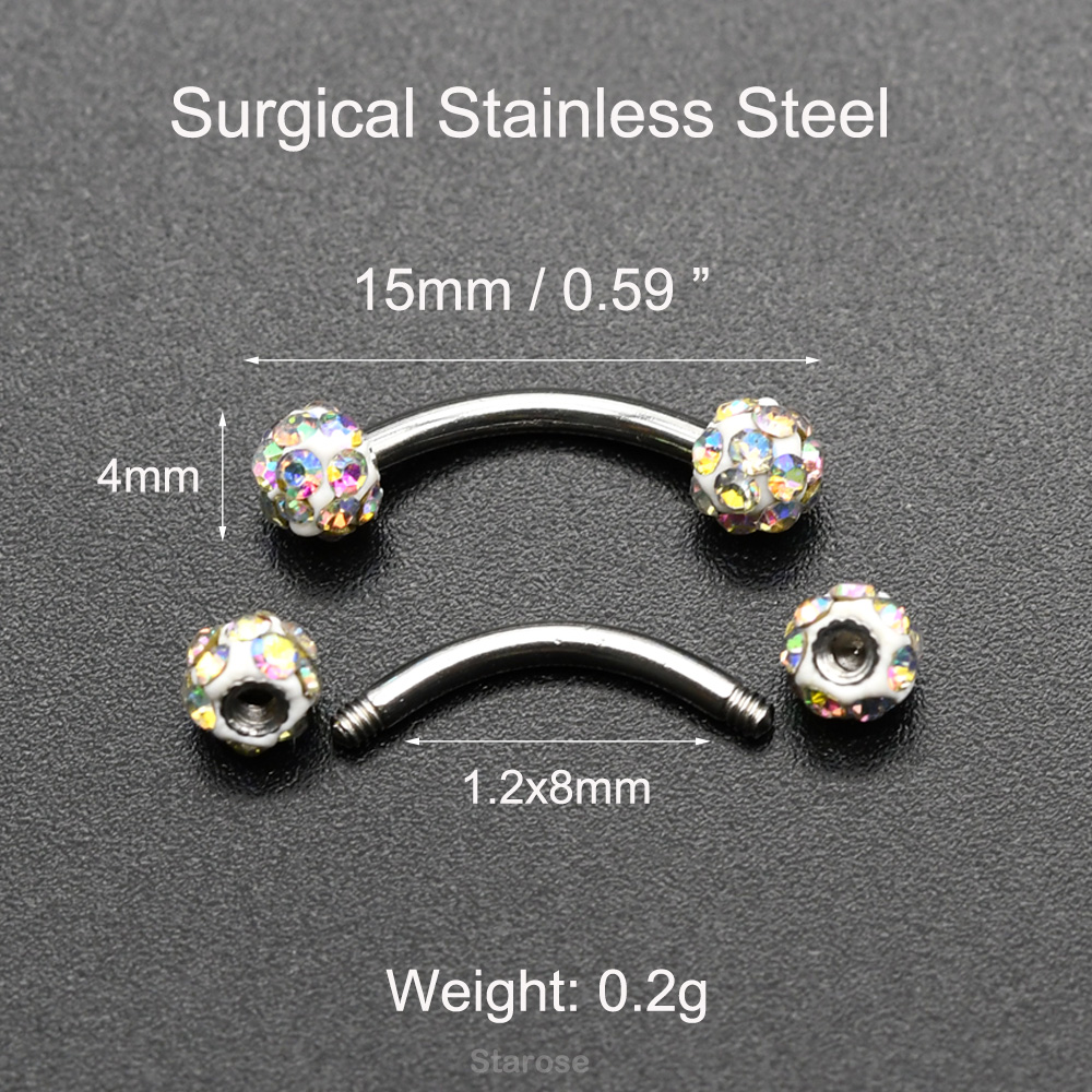 2 pezzi 4mm sfera di cristallo - Nipple Bar Curved recensione e prezzo