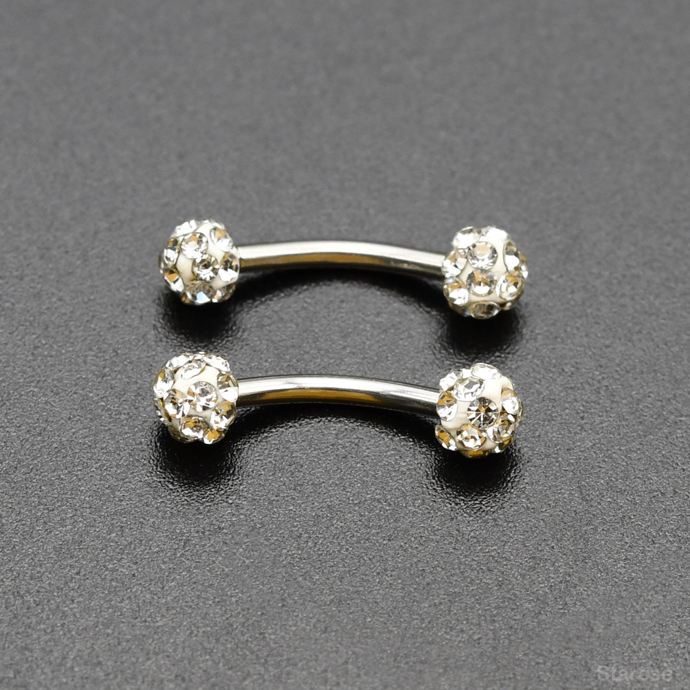 2 pezzi 4mm sfera di cristallo - Nipple Bar Curved recensione e prezzo