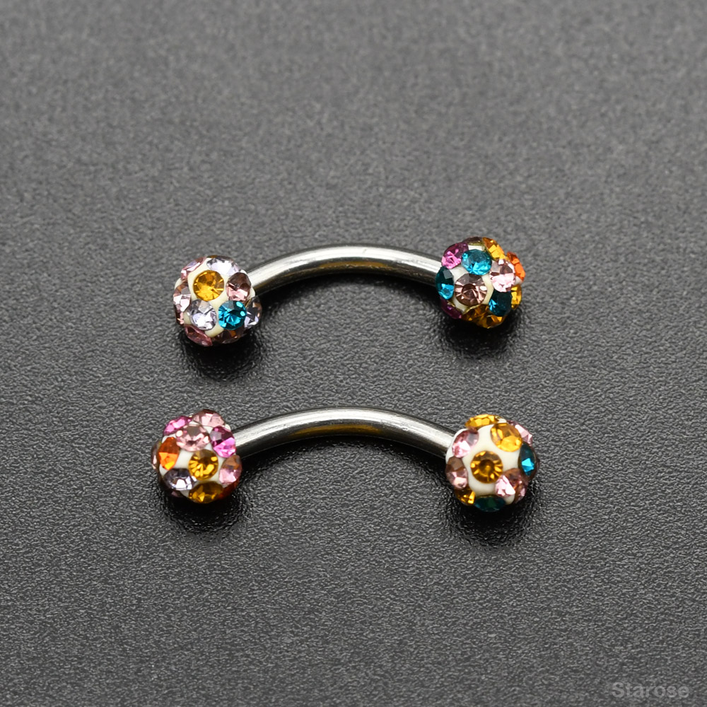 2 pezzi 4mm sfera di cristallo - Nipple Bar Curved recensione e prezzo