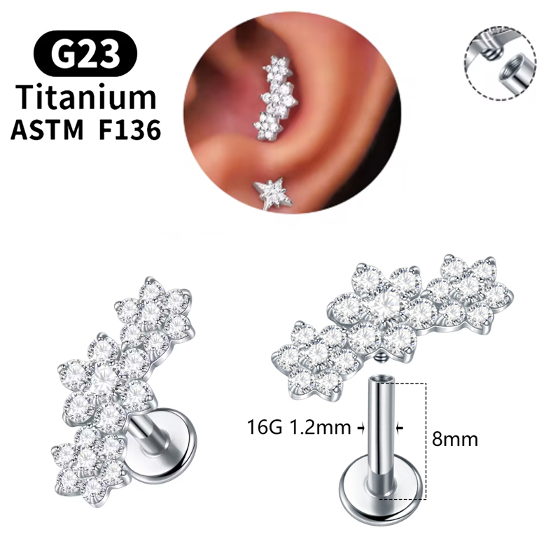 1PC G23 Titanio Tre Fiori Clus - Cluster Stud Ear recensione e prezzo