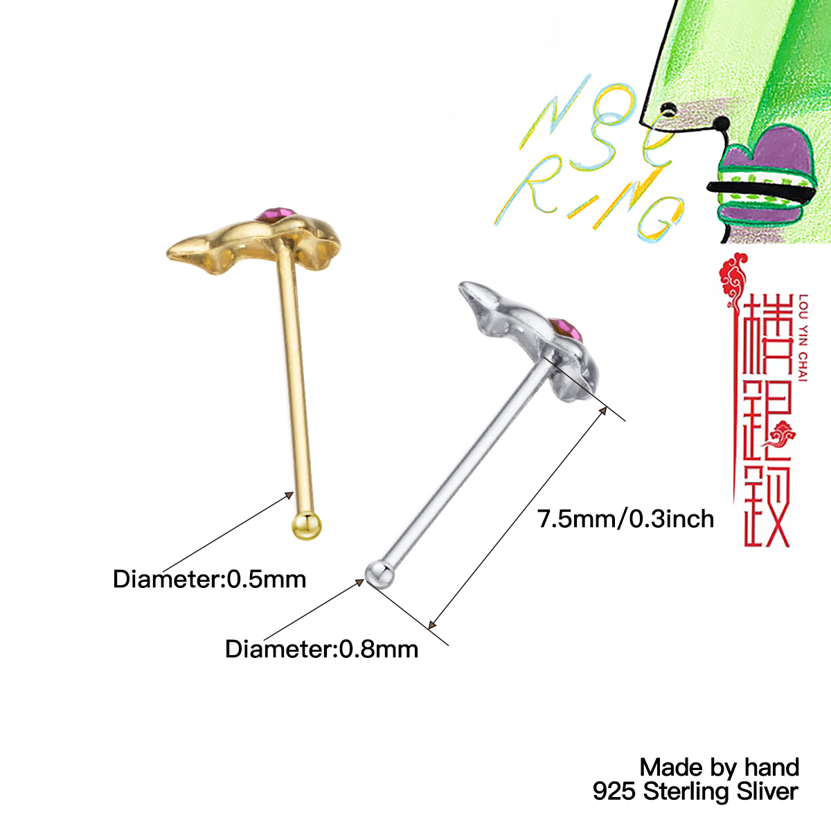 Orecchini a bottone da naso in - Body Jewelry Metal Types recensione e prezzo