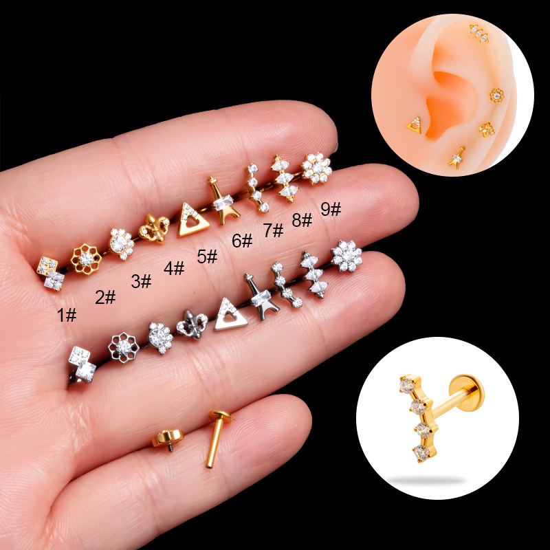 1 pezzo Piercing per orecchio  - Cluster Stud Ear recensione e prezzo