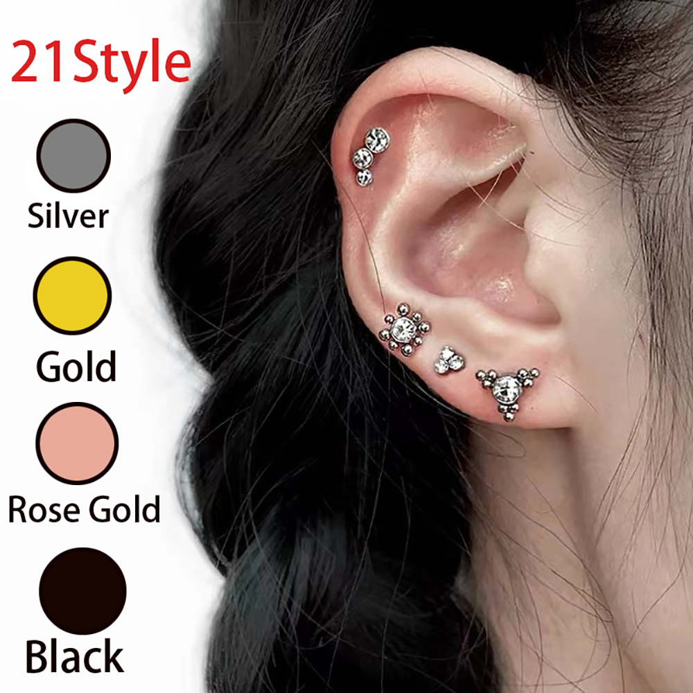 1 pz oro nero argento colore a - Cluster Stud Ear recensione e prezzo