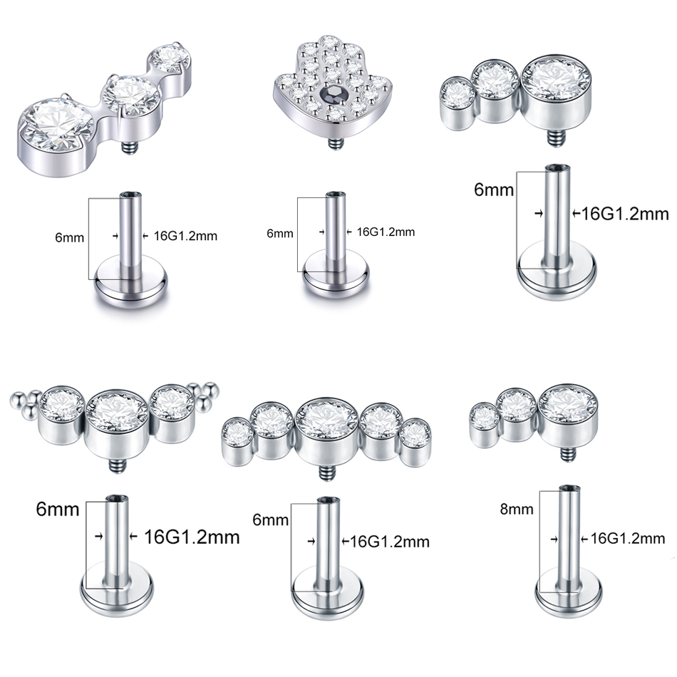 1PC Titanio 16G CZ Gemma Labre - Cluster Stud Ear recensione e prezzo